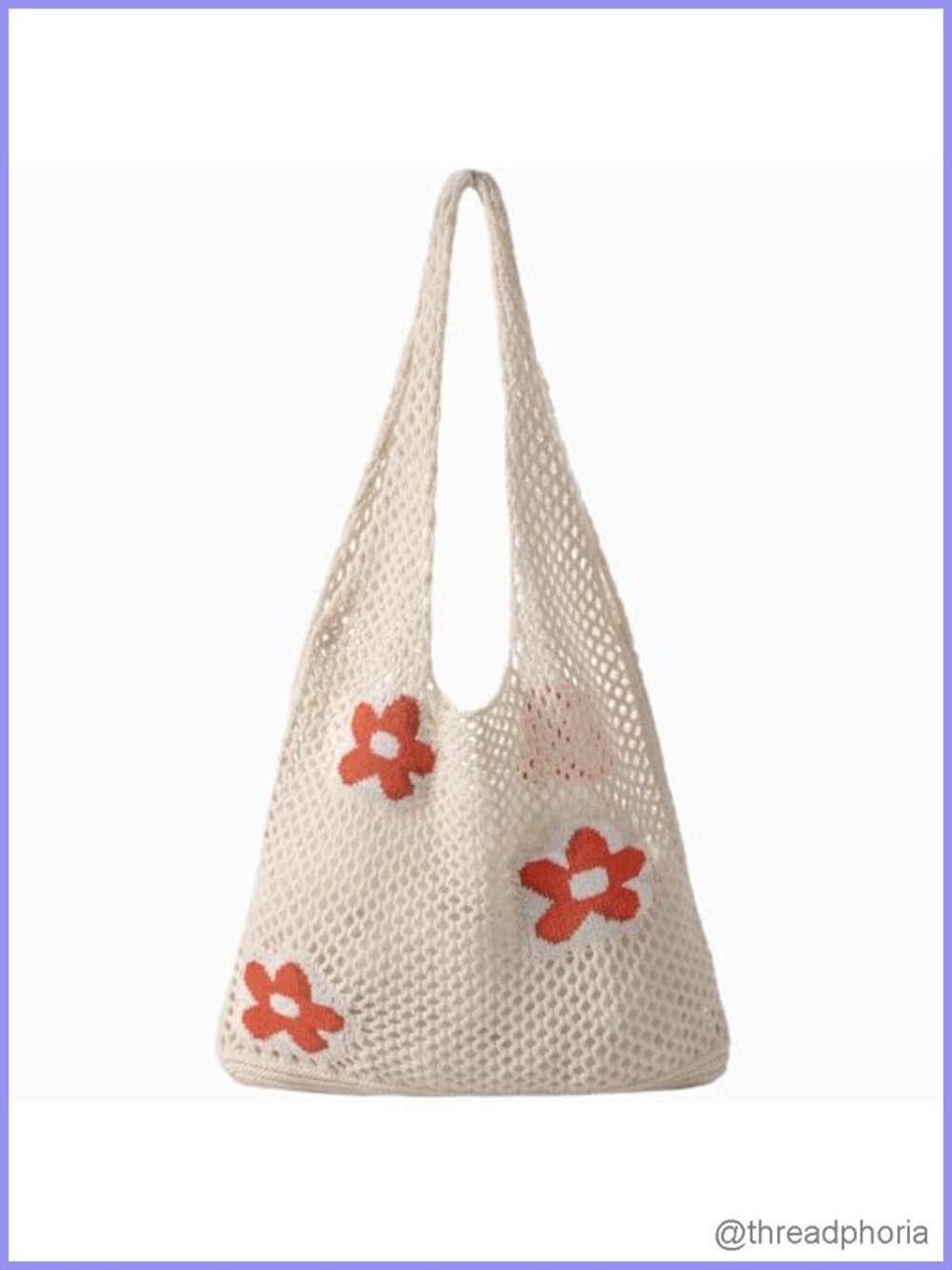 Women's Crochet Beach Tote Bag Mesh Shoulder Bag Floral Large Capacity